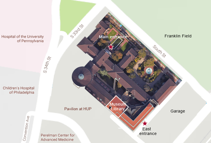 detail of the Campus Map showing the location of the Penn Museum